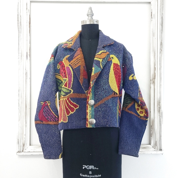 Vintage Jackets & Blazers - VINTAGE Rare Tropic Bird Oversized Tapestry Jacket